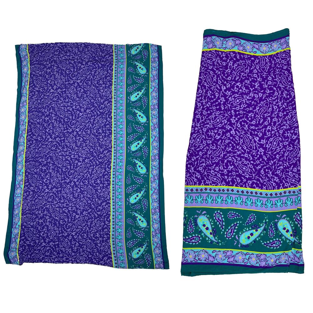 Diane von Furstenberg The Color Authority VTG Sarong Wrap Purple Teal Resortwear